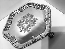 Antique Victorian Solid Sterling Silver Card Tray, London, 1898