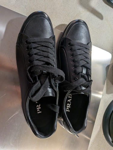 Prada leather sneakers men - prada,