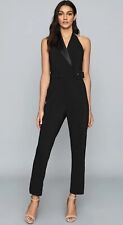 £228 REISS Belinda Jumpsuit size 12 --BRAND NEW-- black tuxedo 