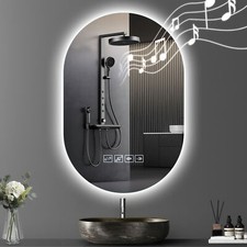 Bathroom LED Mirror With Demister Bluetooth Touch Sensor Illuminated Lights