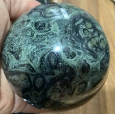 Crystal Large ornate Green/Black Kambaba Jasper Sphere Circ.28cm Dia.89mm BN