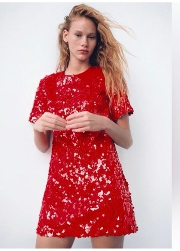 Zara red sequinned sequin - sequinned,