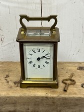 Antique/Vintage French? Brass Carriage Clock VGC/FWO w Original Key
