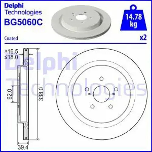 Brake disc vented bg5060c - vented,