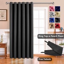 Heavy Thick Thermal Blackout Ready Made Eyelet  & Pencil Pleat Door Curtains UK