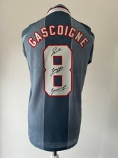 Signed PAUL GASCOIGNE Retro Shirt -England- EXACT PROOF/COA *FULL AUTOGRAPH*