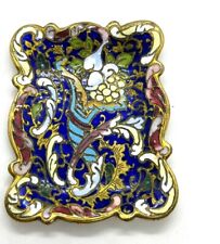 Small Ornate Antique French Brass Champleve Enamel Horn Of Plenty Pin Dish Tray