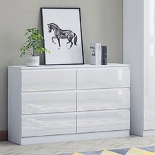 Wide White 6 Drawer Chest High