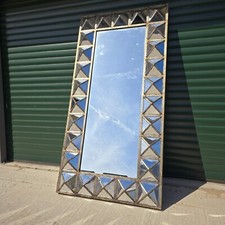 Massive Statement Floor Wall Venetian Style Pyramid Panel Mirror - 185cm x 94cm
