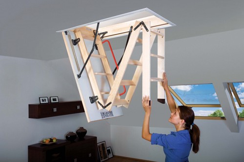 Fakro wooden folding - folding, section