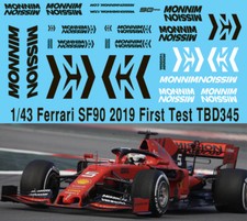1/43 Decals for 2019 Ferrari SF90 Test MISSION WINNOW TBD345