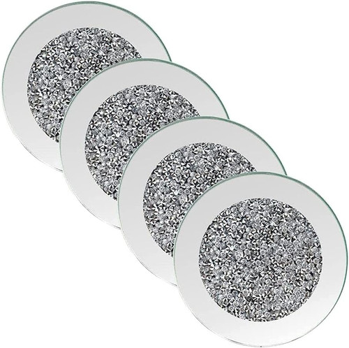 4pcs glass mirror coaster - mirror,