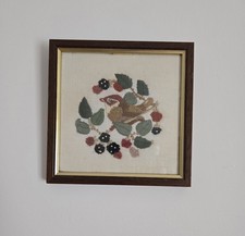 Handmade Wren Needlepoint Art