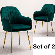 Velvet Dining Chair Plain Seat Metal Legs Kitchen Chairs Home Office 2 PCS