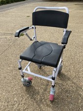 Multifunction Wheeled Mobile Toilet Commode Shower Chair Wheelchair For Elderly