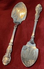 Pair Of Antique Victorian Silver Plated Jam Spoons c.1878