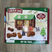 K’nex The Original LINCOLN LOGS Real Wood Logs 59 Pieces ON THE TRAIL Cabin