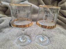 Charles Princess Wales Diana 1981 Royal Wedding Etched Goblets Glasses x 2