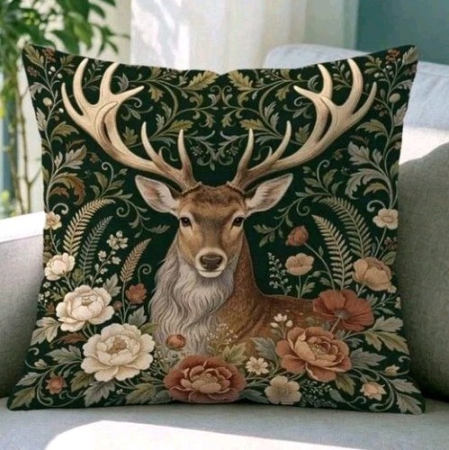 Beautiful green deer cushion - beautiful,