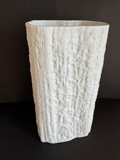 Vintage Large White Rosenthal Studio Linie  Porcelain Bisque Vase Bark Design