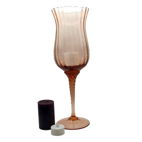 Hand blown glass candle holder - blown,