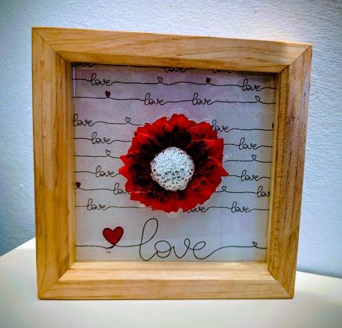 Wood frame with flower - , on