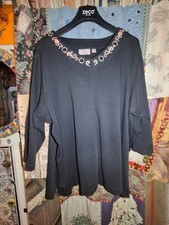 Womens Top Quacker Factory Made In China 3XL Posibly Large Navy Blue 3/4 Sleeve