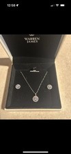 Warren James Sterling Silver Halo Necklace Pendant & Earrings Set Brand New