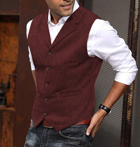 Men tweed waistcoats retro - men,