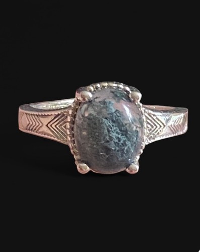 Moss agate ring adjustable - moss,