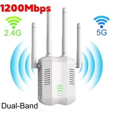 UK Plug 1200Mbps Dual Band WiFi Signal Amplifier Extender Range Repeater Booster
