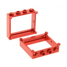 2x Lego Window Frame Red 1x4x3