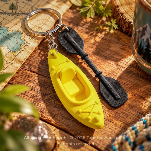 Kayak keychain yellow - keychain, –