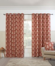 Sundour Esher Floral Fern Leaf Eyelet Fully Lined Curtains Pair Terracotta