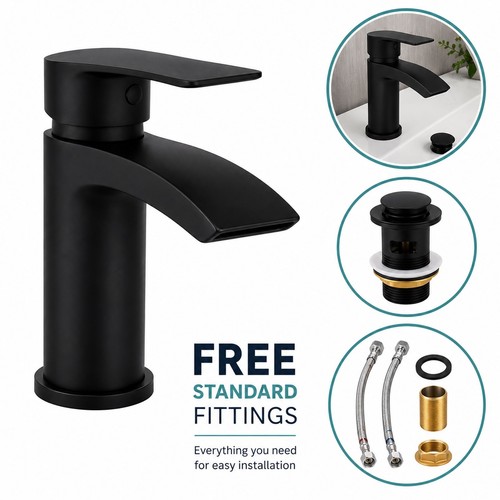 Black bathroom basin mixer - bathroom,
