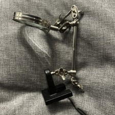 Vintage Lab Stand With Magnifying Glass,  Clamp on Cast Iron Base