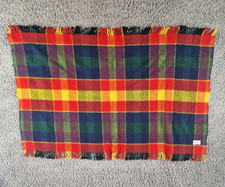 Cambrian Woollen Mills Wales Wool Throw Rug Blanket Check 54"x33"