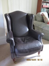 Laura Ashley Leather Southwold Armchair dark brown