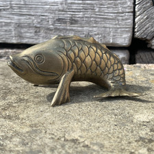 Solid Brass Koi Carp Fish - Figurine - Paper Weight - Vintage - Pre-Loved