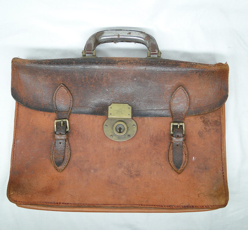 Vintage leather briefcase - leather,