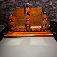 Vintage Art Deco Wooden Photo Frame – Geometric Carved Design, c.1920s–30s