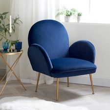 Dunelm Kit Upholstery  Velvet Foam-Fibre filled Seat Accent Chair Navy Blue