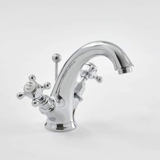 Milano Elizabeth Traditional Mono Basin Mixer Tap Crosshead Handles - Chrome Whi