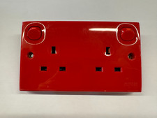 Retro Clipsal E25RD Socket 2 Gang Switched Socket Red