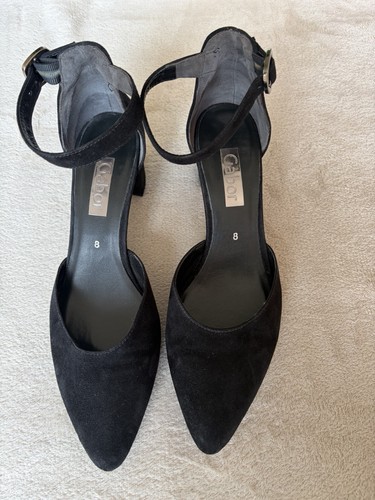 Gabor black suede ankle strap - black,