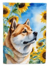 Akita in Sunflowers Flag