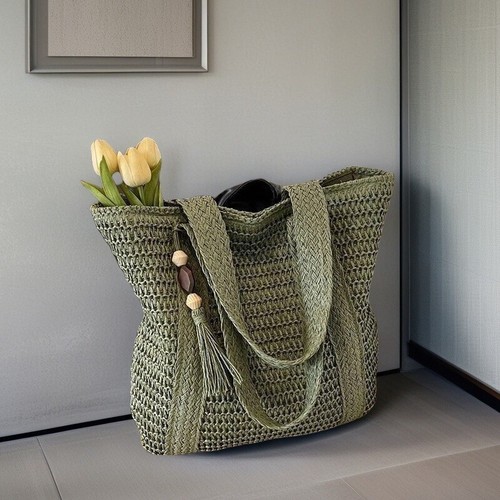 Woven straw shoulder - woven,