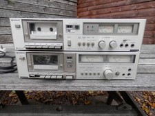 Two Hitachi D-30S Stereo Cassette Tape Deck Vintage HiFi Lights Up, For Repair