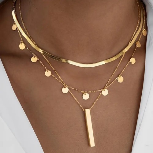 Necklace multi layer charm - multi,