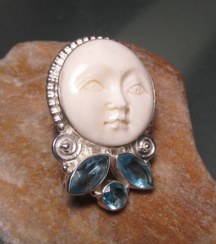 925 silver cow bone face - , &
